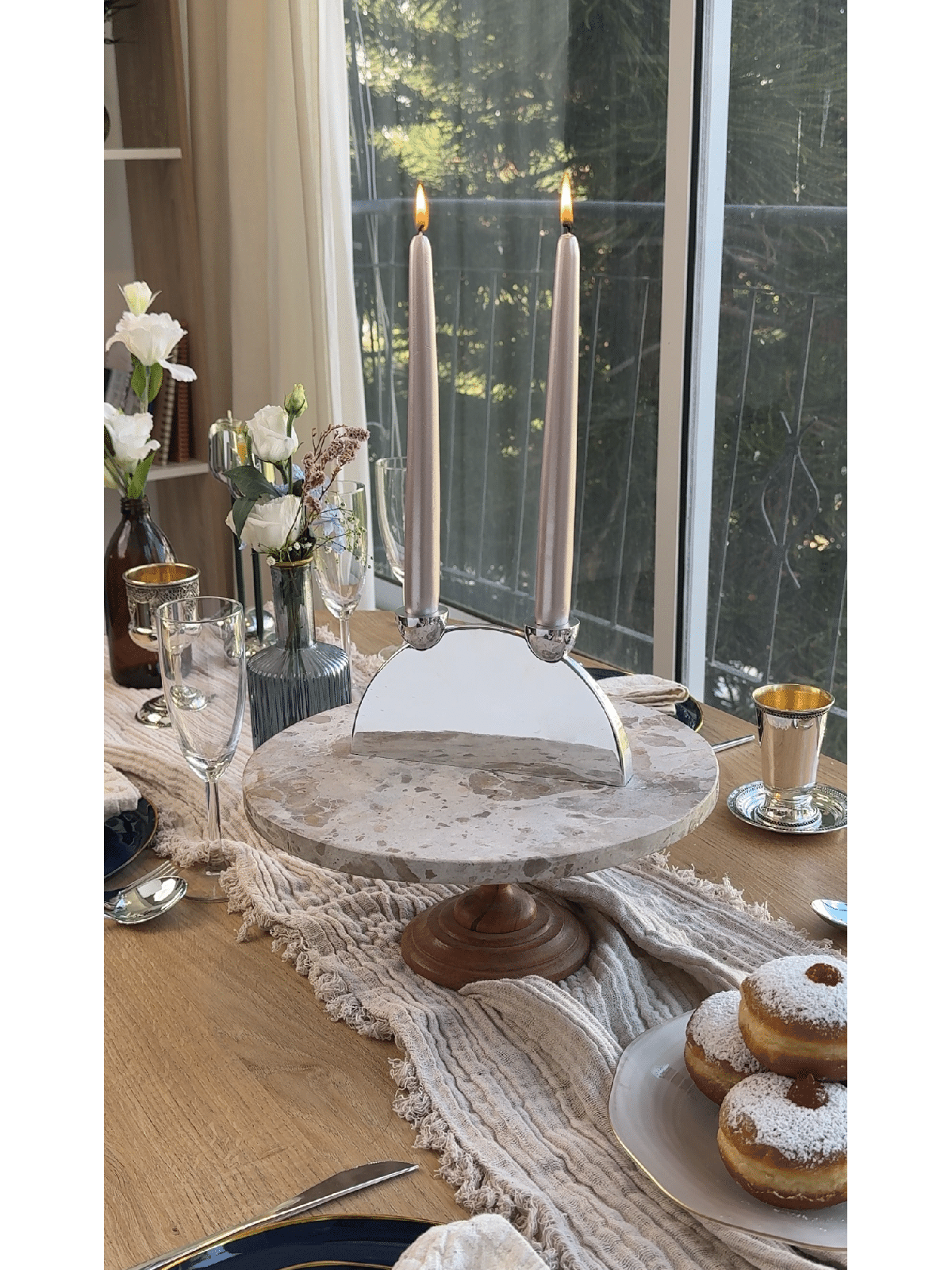 Menorah moderne en aluminium qui se transforme en bougie, cadeau de mariage juif