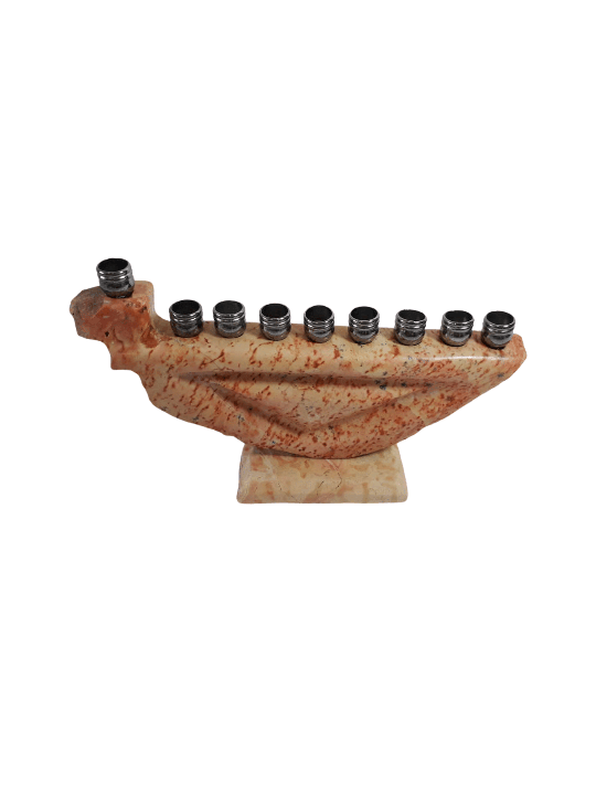 Menorah formidable en forme de cruche en pierre de Jérusalem, menorahs modernes de Hanoukka