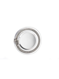 Decorated Sterling Silver Kiddush Cup Plate , Tu B'Av Gifts , Israeli