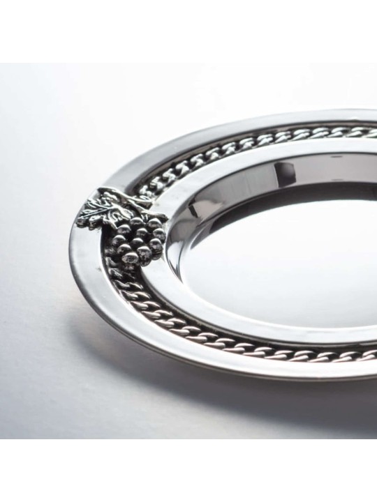 Plaque de coupe de Kiddush en argent sterling décorée, cadeaux Tu B'Av, israélien