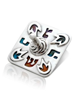 Argent sterling coloré Hanukkah Dreidel avec Col , Dreidels , Israël
