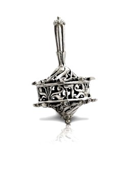 Dreidel en argent sterling décoré floral, Dreidels, Judaica israélien