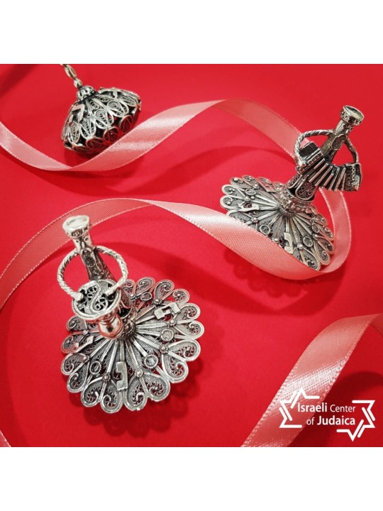 Accordéoniste Musical Sterling Silver Hanukkah Drei , Dreidels , Israël