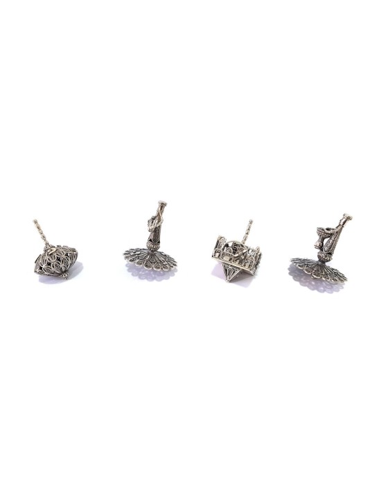 Accordéoniste Musical Sterling Silver Hanukkah Drei , Dreidels , Israël