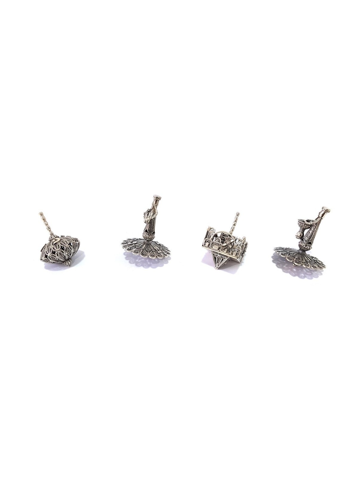 Accordéoniste Musical Sterling Silver Hanukkah Drei , Dreidels , Israël