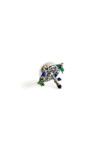 Sterling Silver Blue Enamel & Beads Dreidel , Dreidels , Israeli Judai