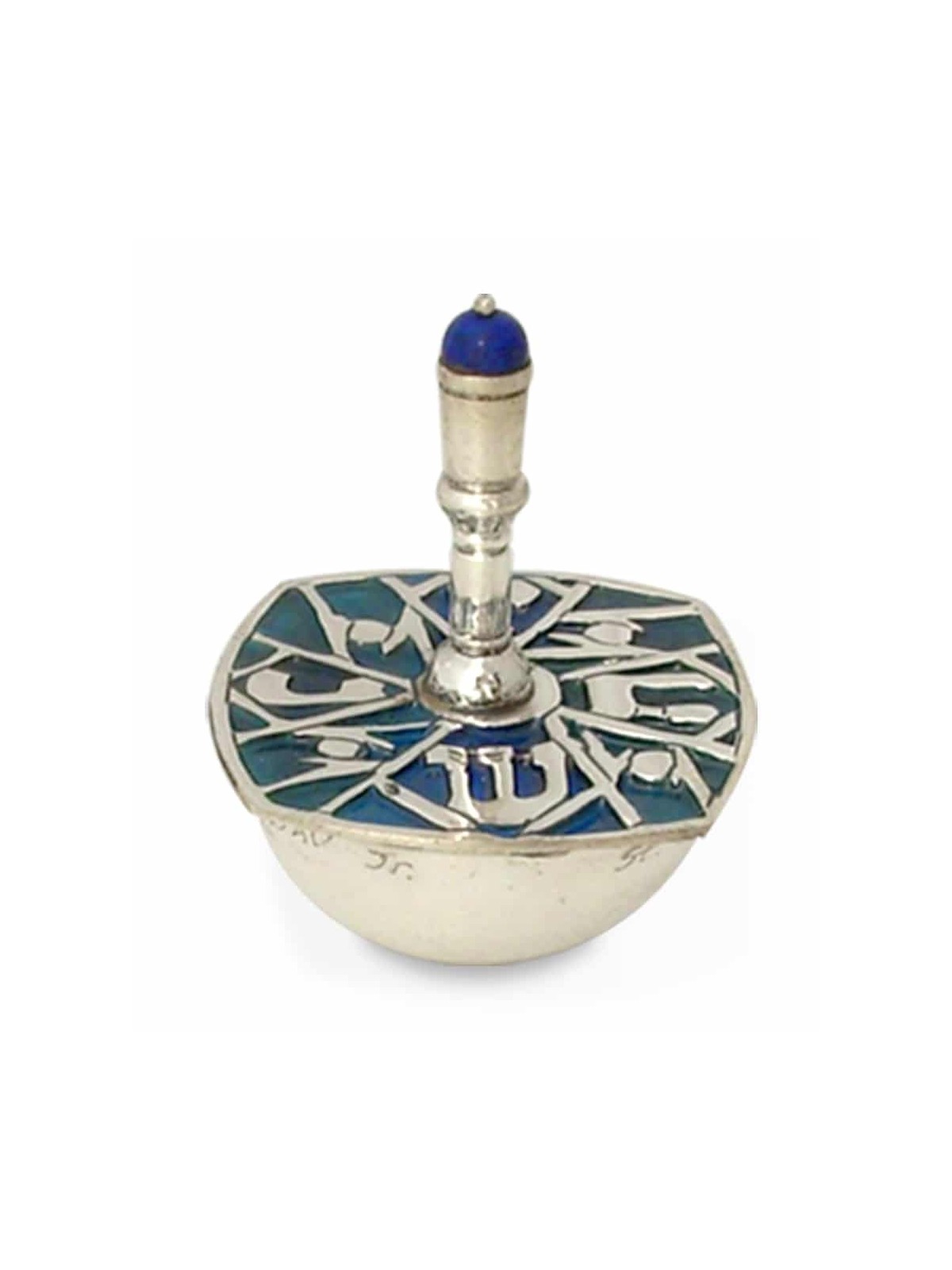 Argent sterling Émail bleu et perles Dreidel , Dreidels , Judai israélien