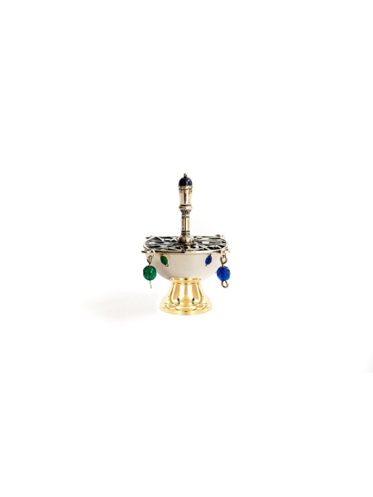 Argent sterling Émail bleu et perles Dreidel , Dreidels , Judai israélien