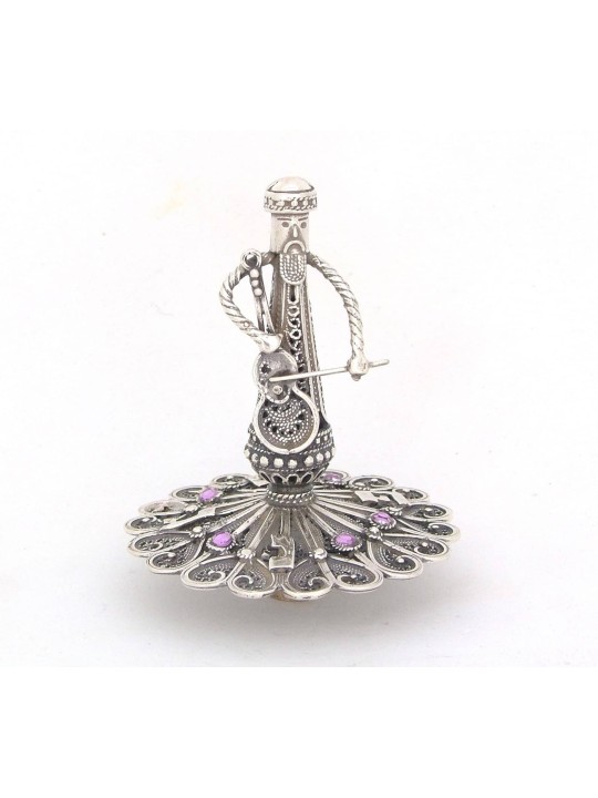 Sterling Silver Music Violoncelliste Player Amethyst Ston , Dreidels , Israël