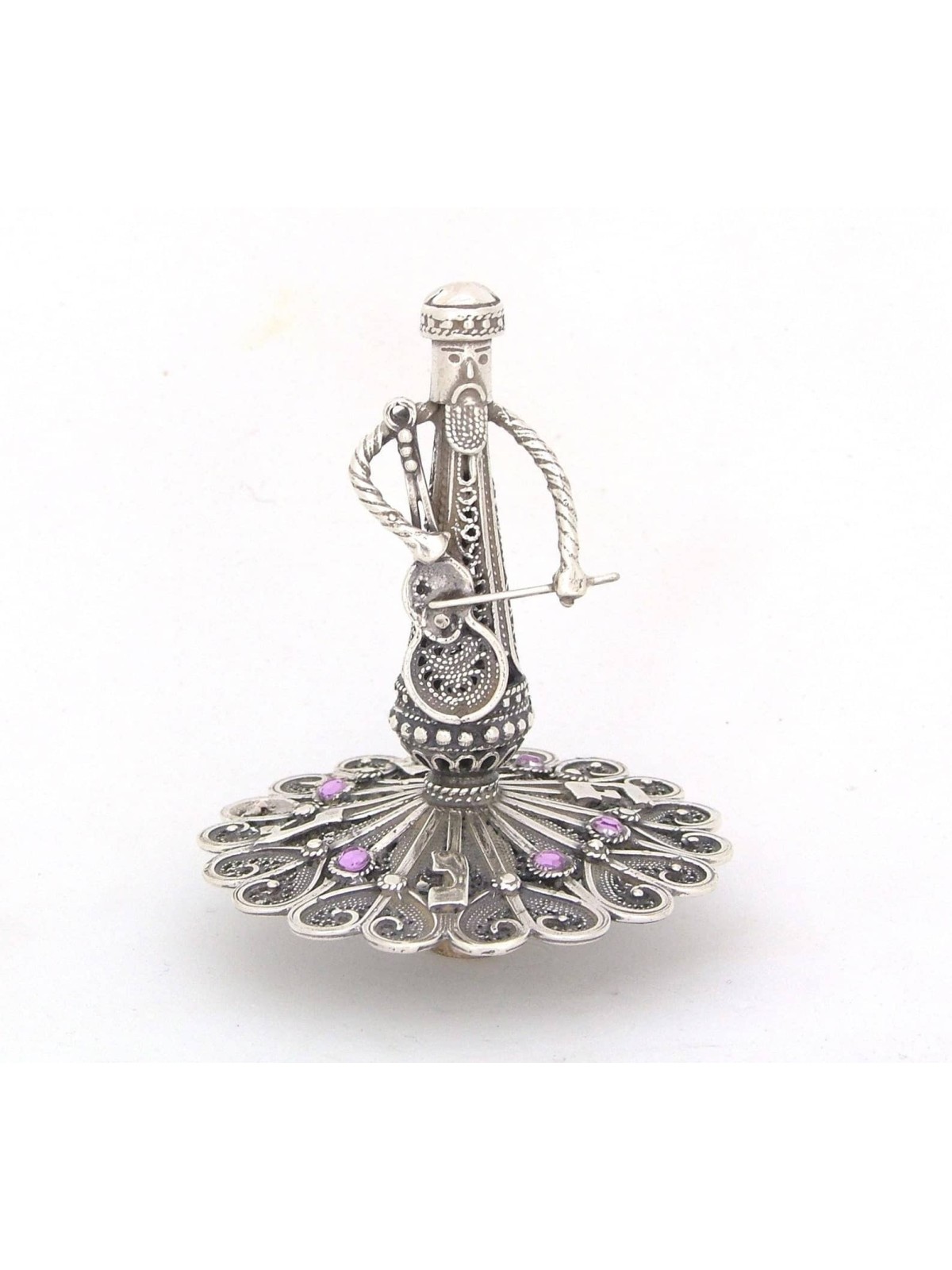 Sterling Silver Music Cellist Player Amethyst Ston , Dreidels , Israel