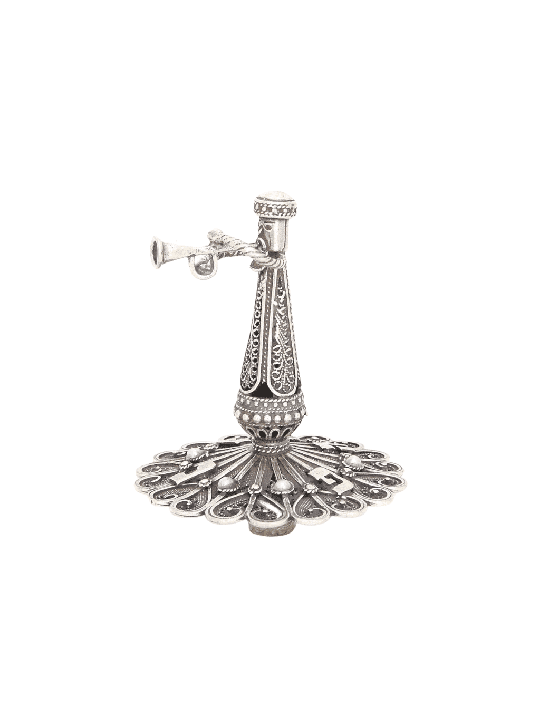 Trompette en filigrane d'argent Dreidel avec pierres blanches, Dreidels, israélien