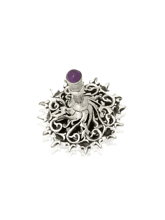 Superbe Dreidel en argent avec pierre d'améthyste, Dreidels, Judai israélien