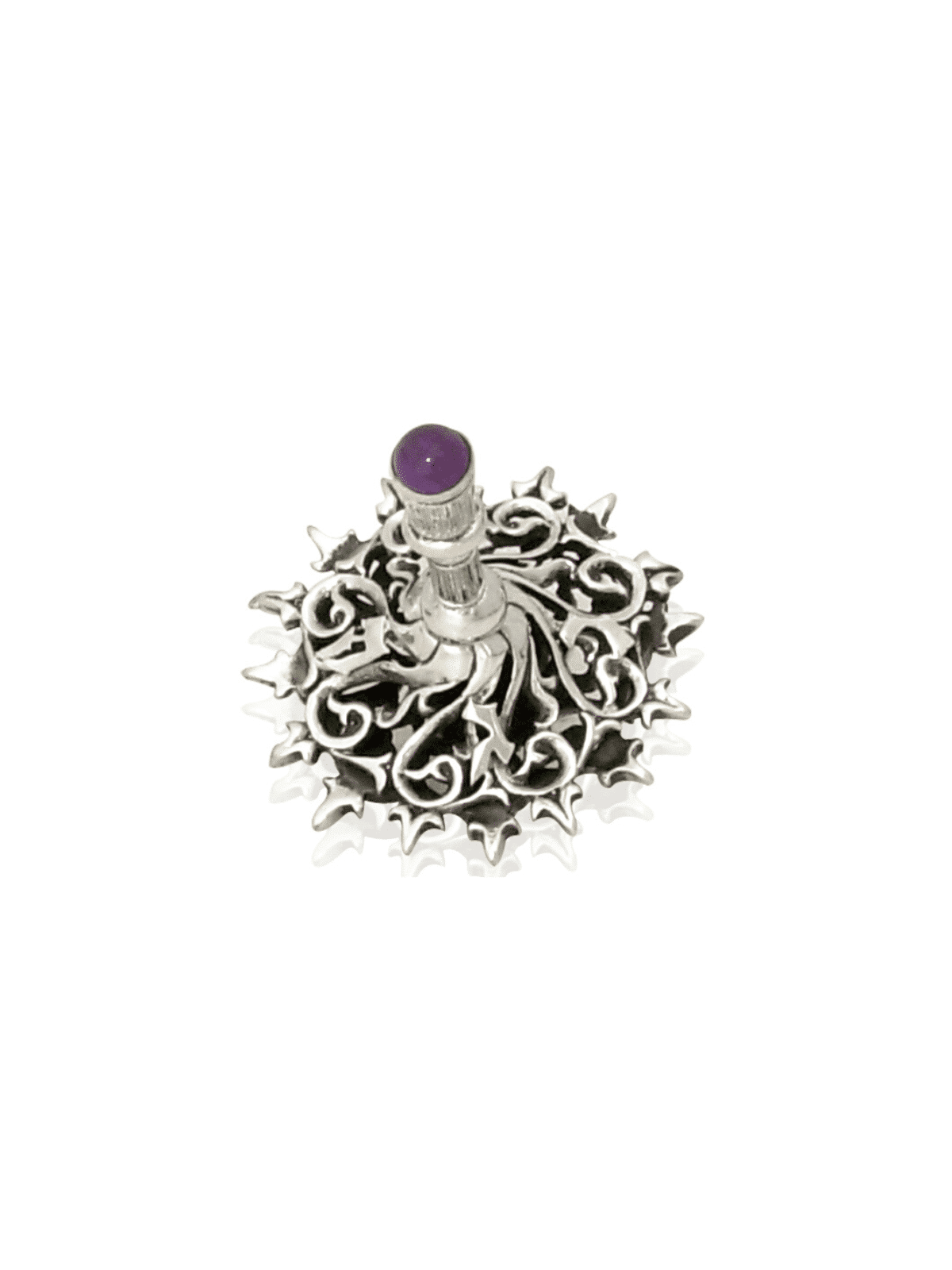 Superbe Dreidel en argent avec pierre d'améthyste, Dreidels, Judai israélien