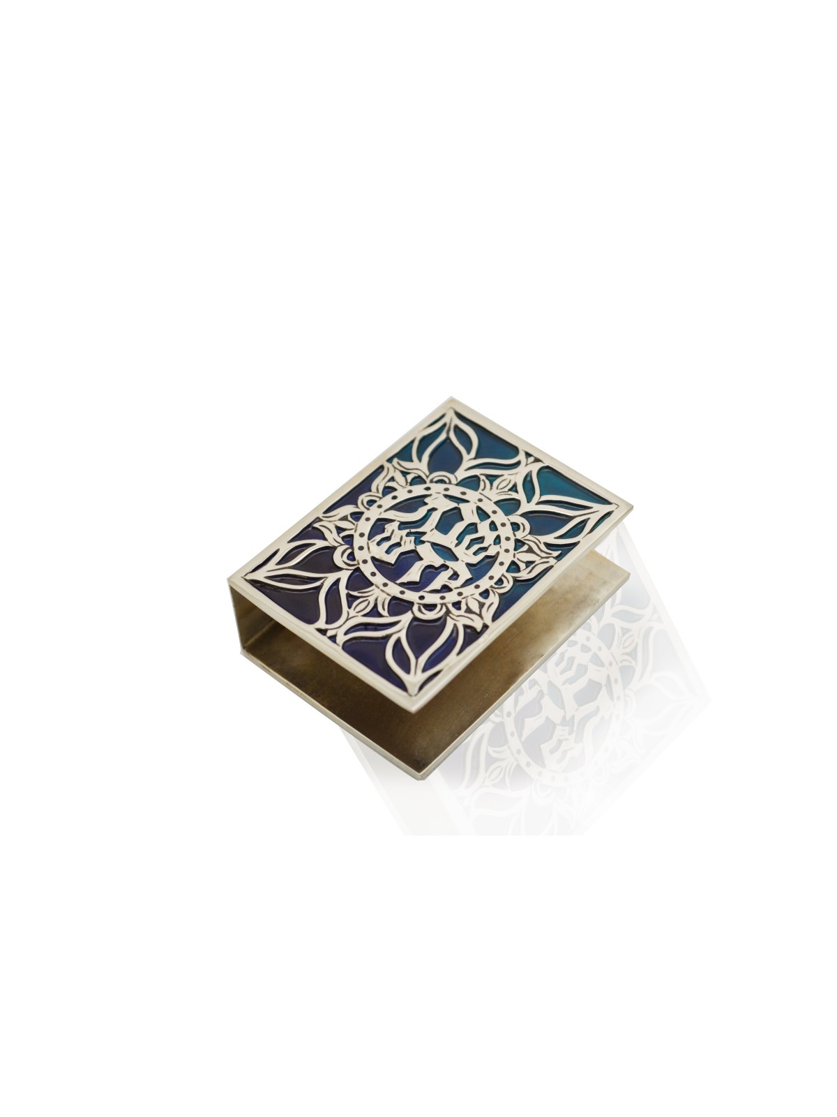 Silver Matchbox Cover with Colorful Enamel , Passover Gifts , Israeli