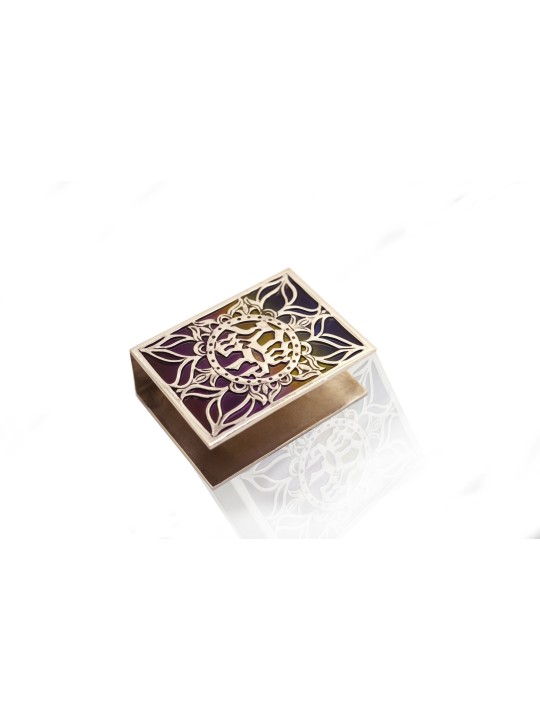 Silver Matchbox Cover with Colorful Enamel , Passover Gifts , Israeli