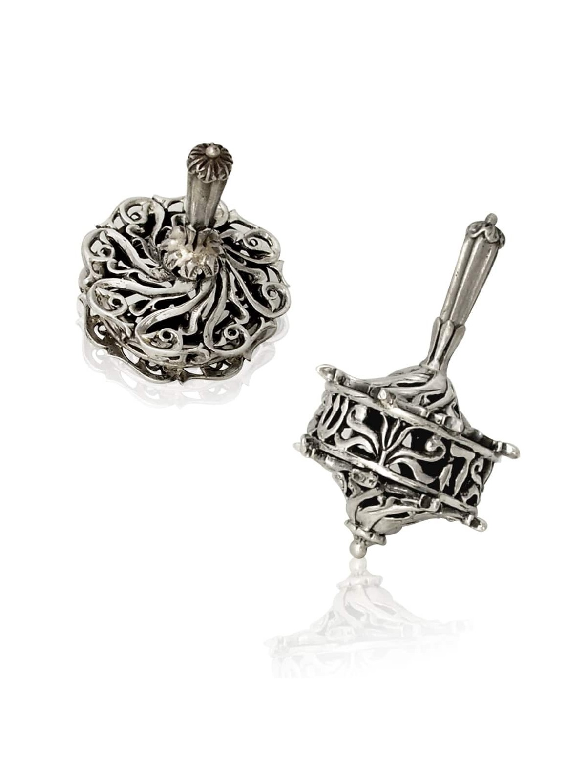 Unique Antique Filigrane Inspiré Argent Dreidel , Dreidels , Israélien J