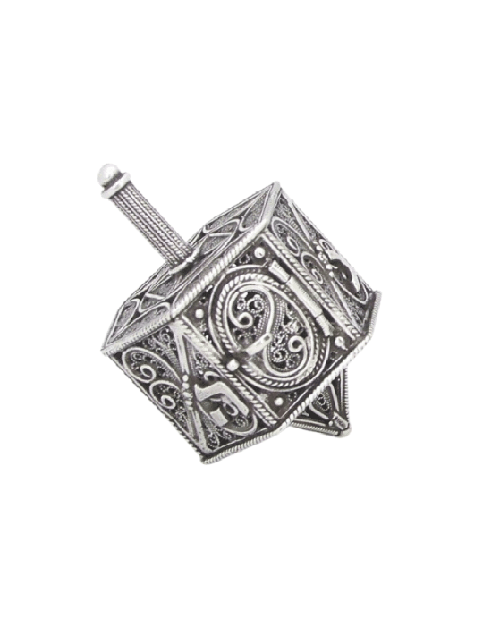Grand Hanukkah en argent sterling attrayant, Dreidels, Israël