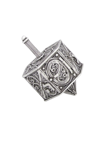 Grand Hanukkah en argent sterling attrayant, Dreidels, Israël