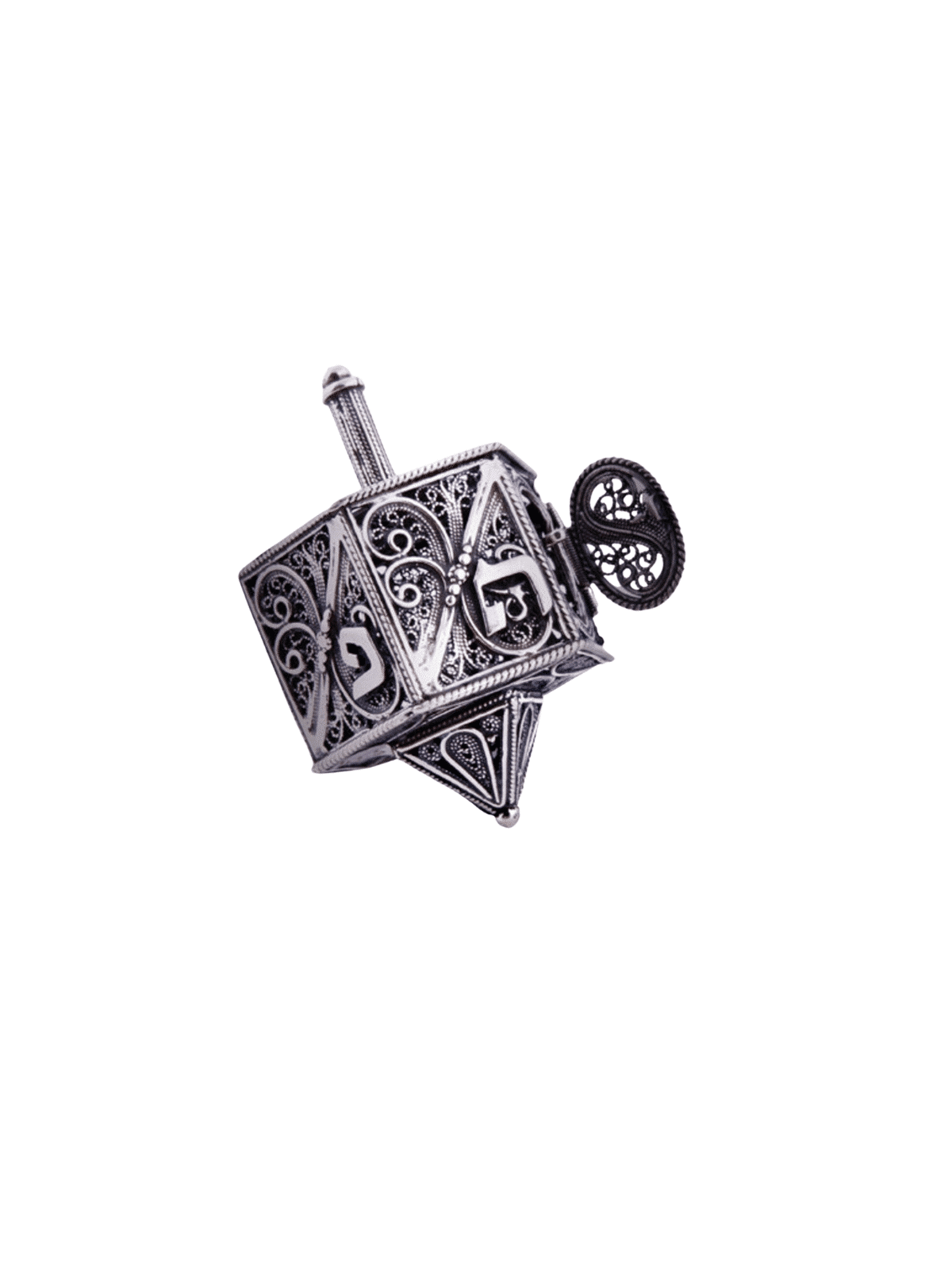 Grand Hanukkah en argent sterling attrayant, Dreidels, Israël