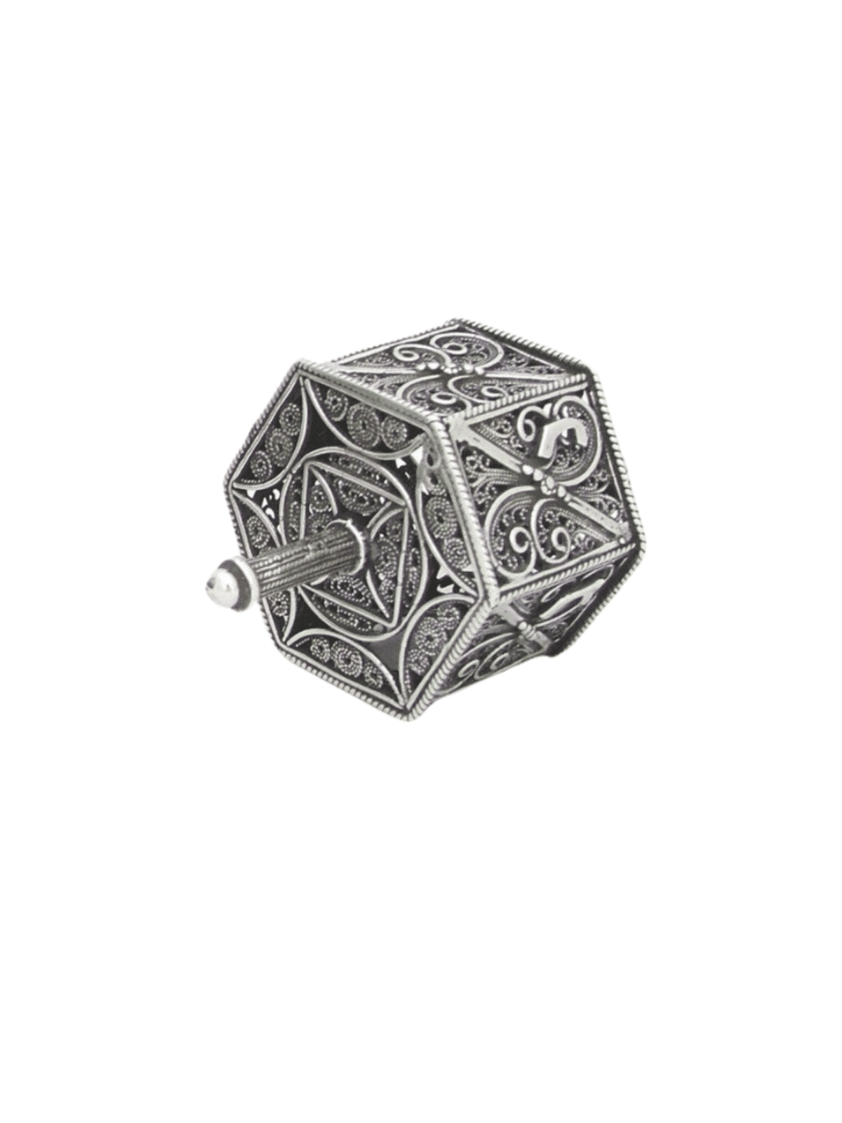 Grand Hanukkah en argent sterling attrayant, Dreidels, Israël