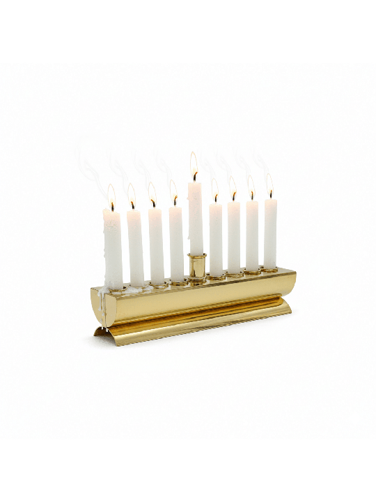 Menorah de voyage en laiton poli moderne pour bougie, Hanukkah moderne M