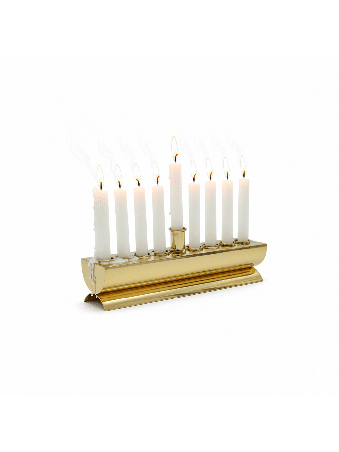 Modern Polished Brass Traveling Menorah for Candle , Modern Hanukkah M