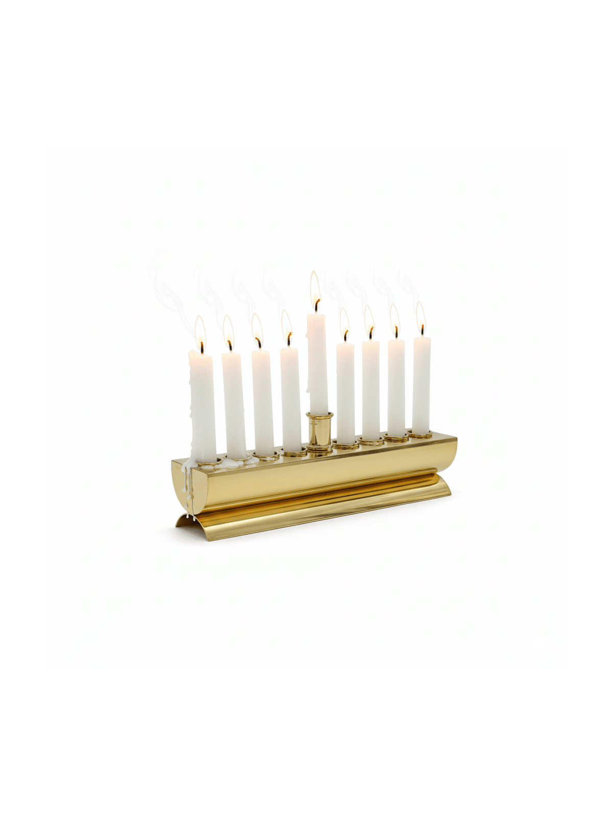Menorah de voyage en laiton poli moderne pour bougie, Hanukkah moderne M