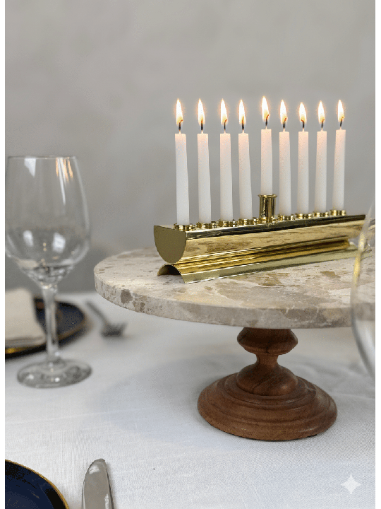 Menorah de voyage en laiton poli moderne pour bougie, Hanukkah moderne M