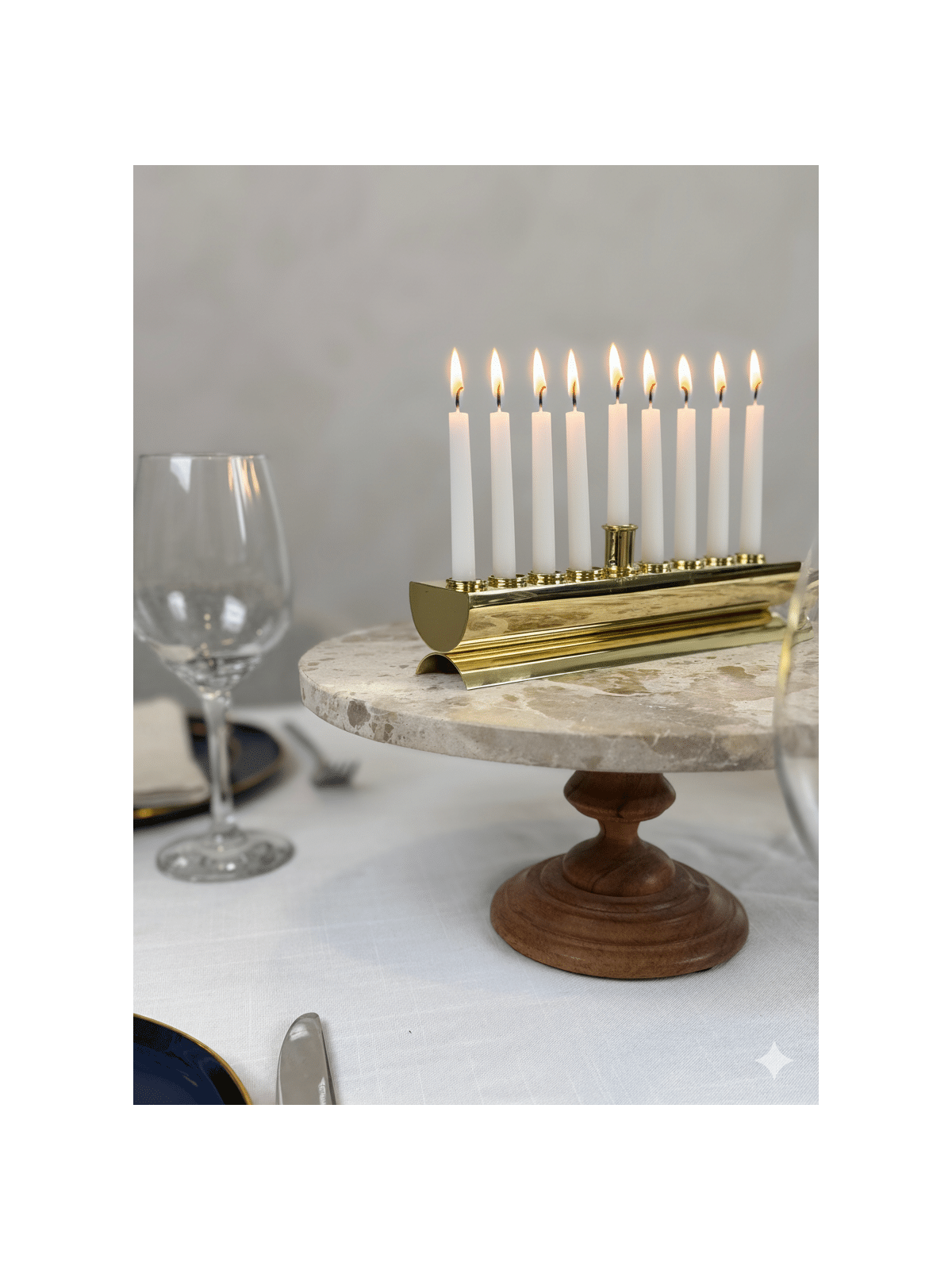 Menorah de voyage en laiton poli moderne pour bougie, Hanukkah moderne M