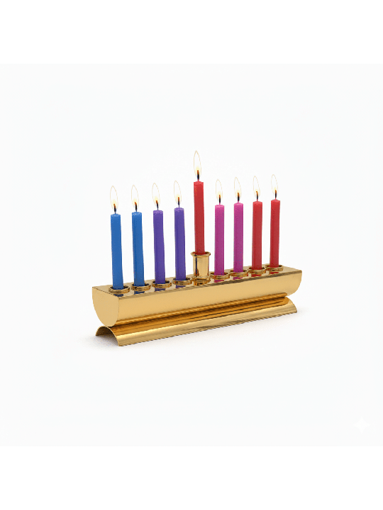 Menorah de voyage en laiton poli moderne pour bougie, Hanukkah moderne M