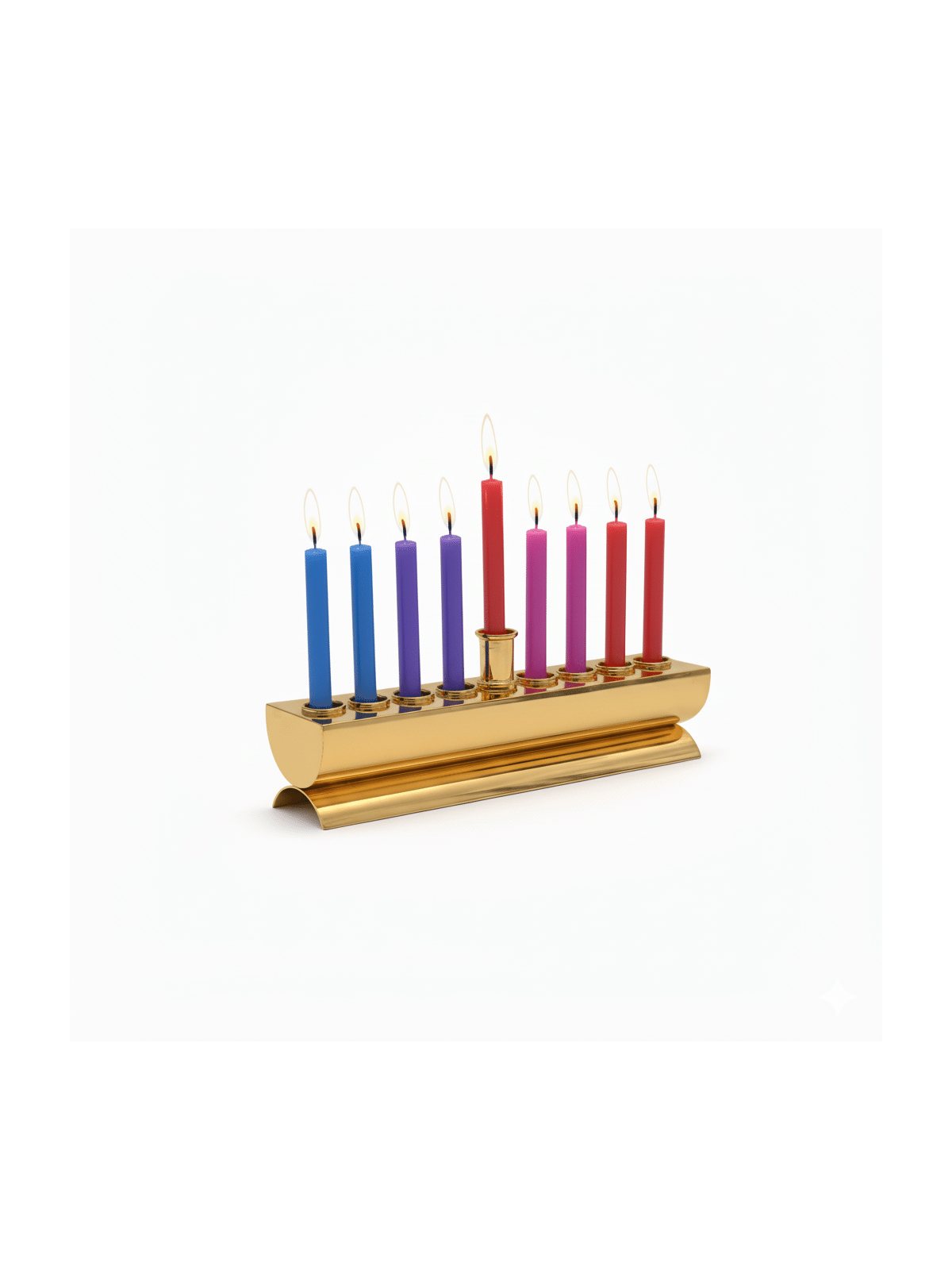 Modern Polished Brass Traveling Menorah for Candle , Modern Hanukkah M