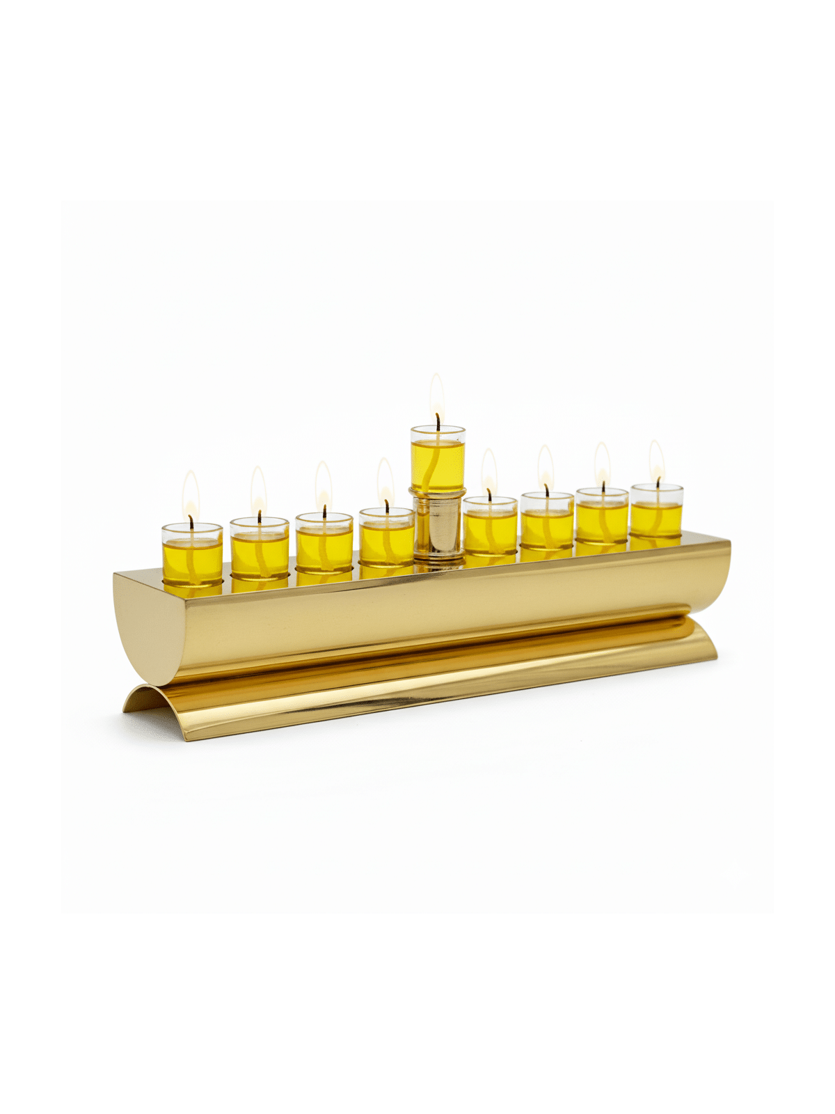 Menorah de voyage en laiton poli moderne pour bougie, Hanukkah moderne M