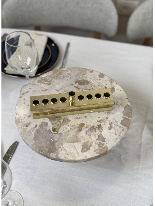 Modern Polished Brass Traveling Menorah for Candle , Modern Hanukkah M