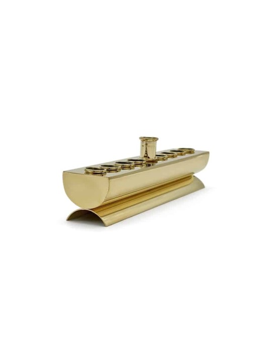 Menorah de voyage en laiton poli moderne pour bougie, Hanukkah moderne M