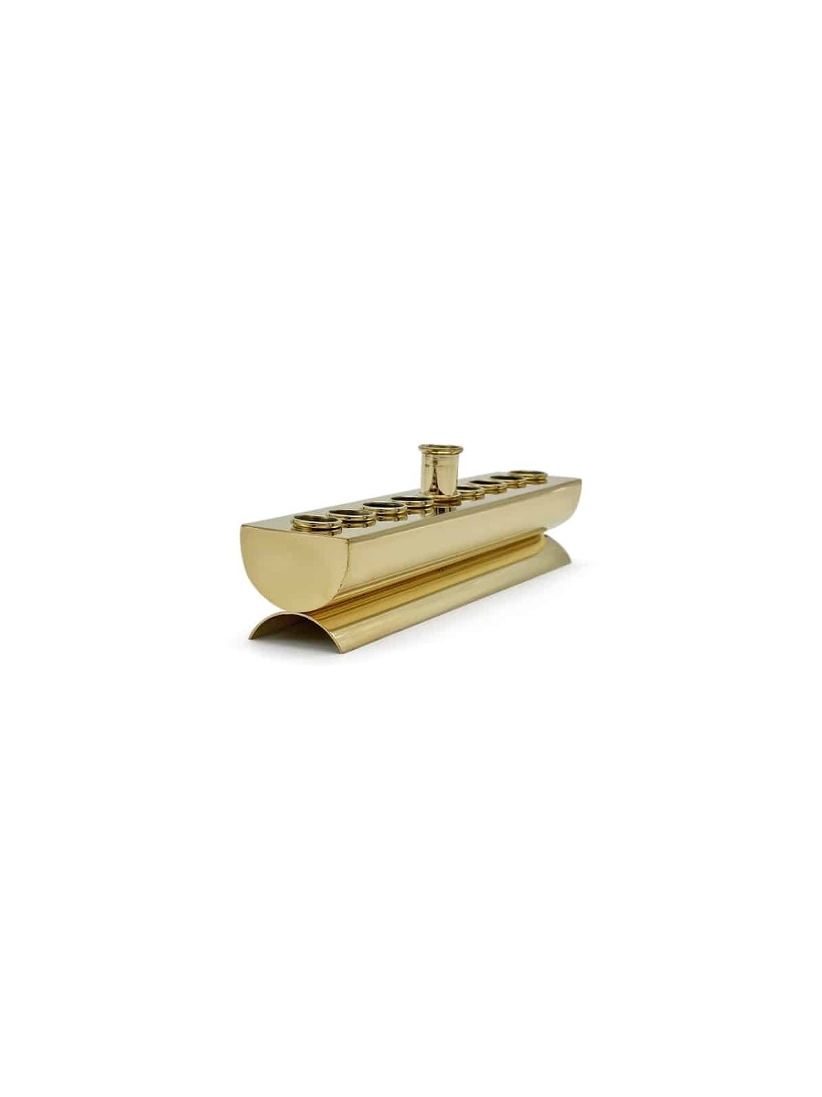 Modern Polished Brass Traveling Menorah for Candle , Modern Hanukkah M