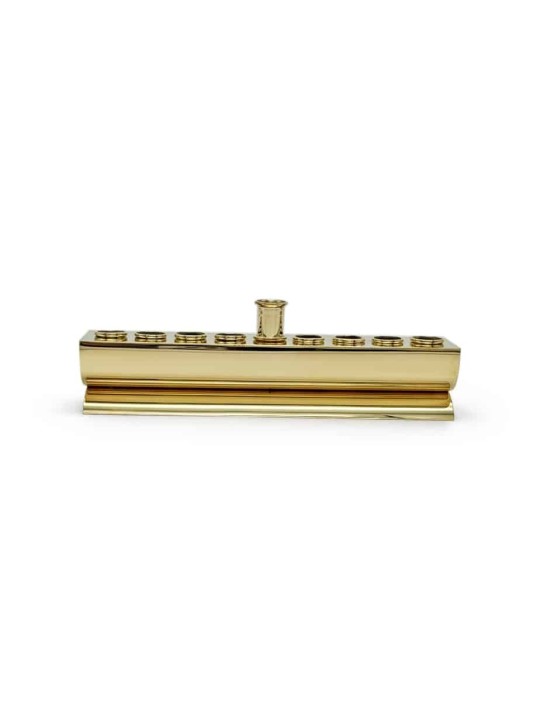 Menorah de voyage en laiton poli moderne pour bougie, Hanukkah moderne M
