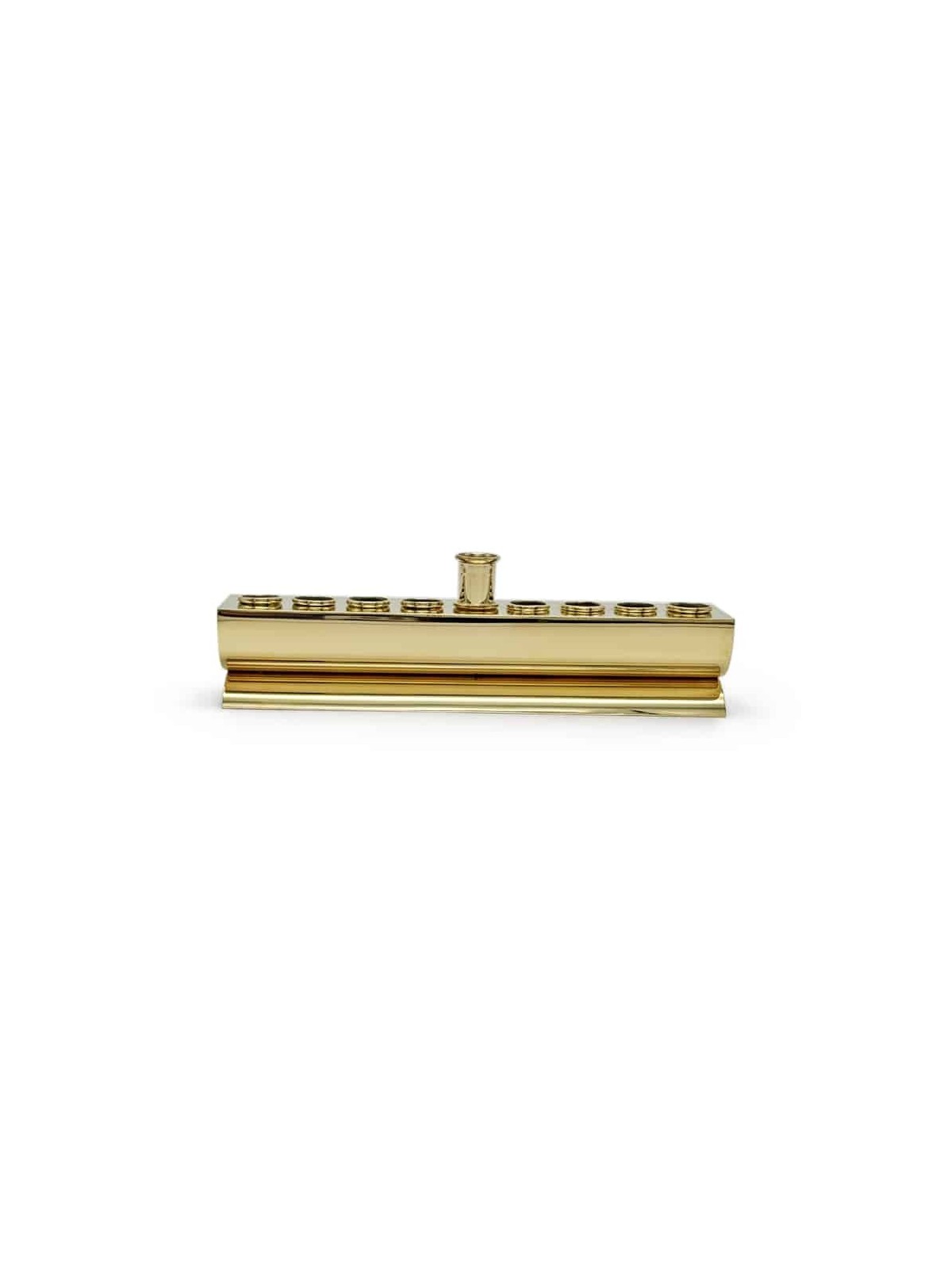 Modern Polished Brass Traveling Menorah for Candle , Modern Hanukkah M