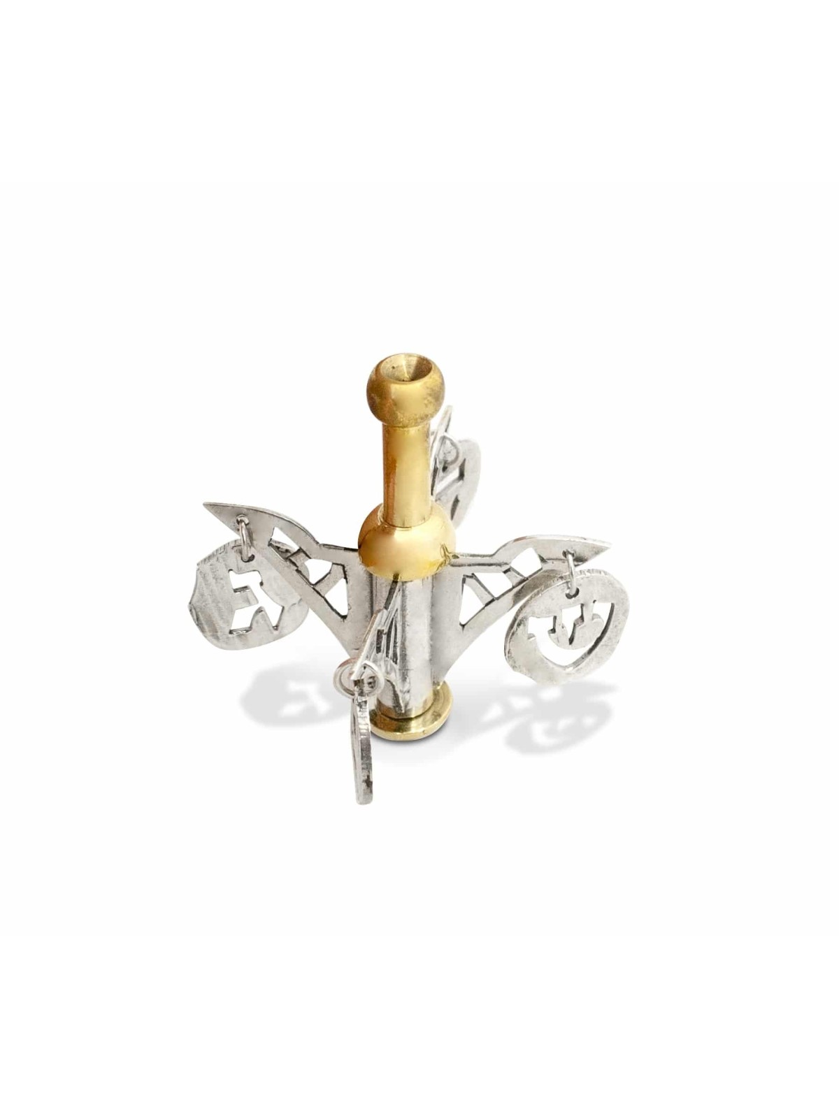 Hanukkah Dreidel en argent sterling et laiton , Dreidels , israélien