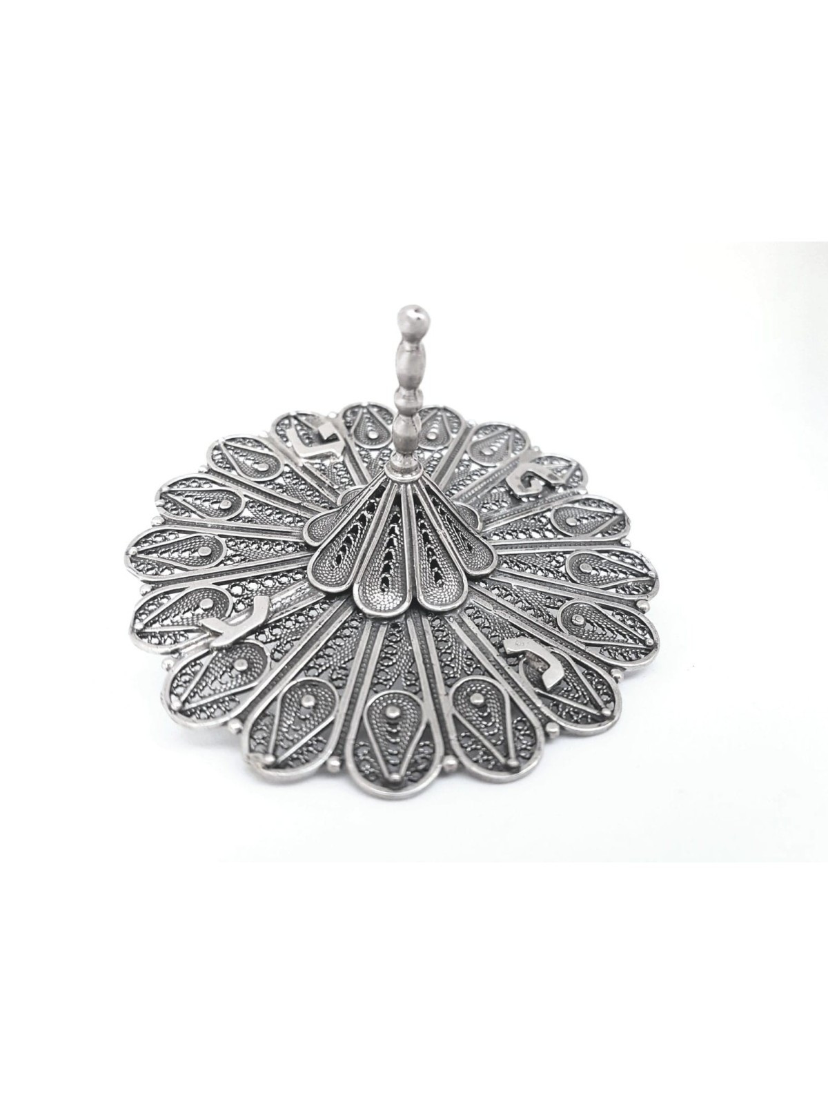 Extra Large Sterling Silver Filigree Dreidel Tradi , Dreidels , Israel