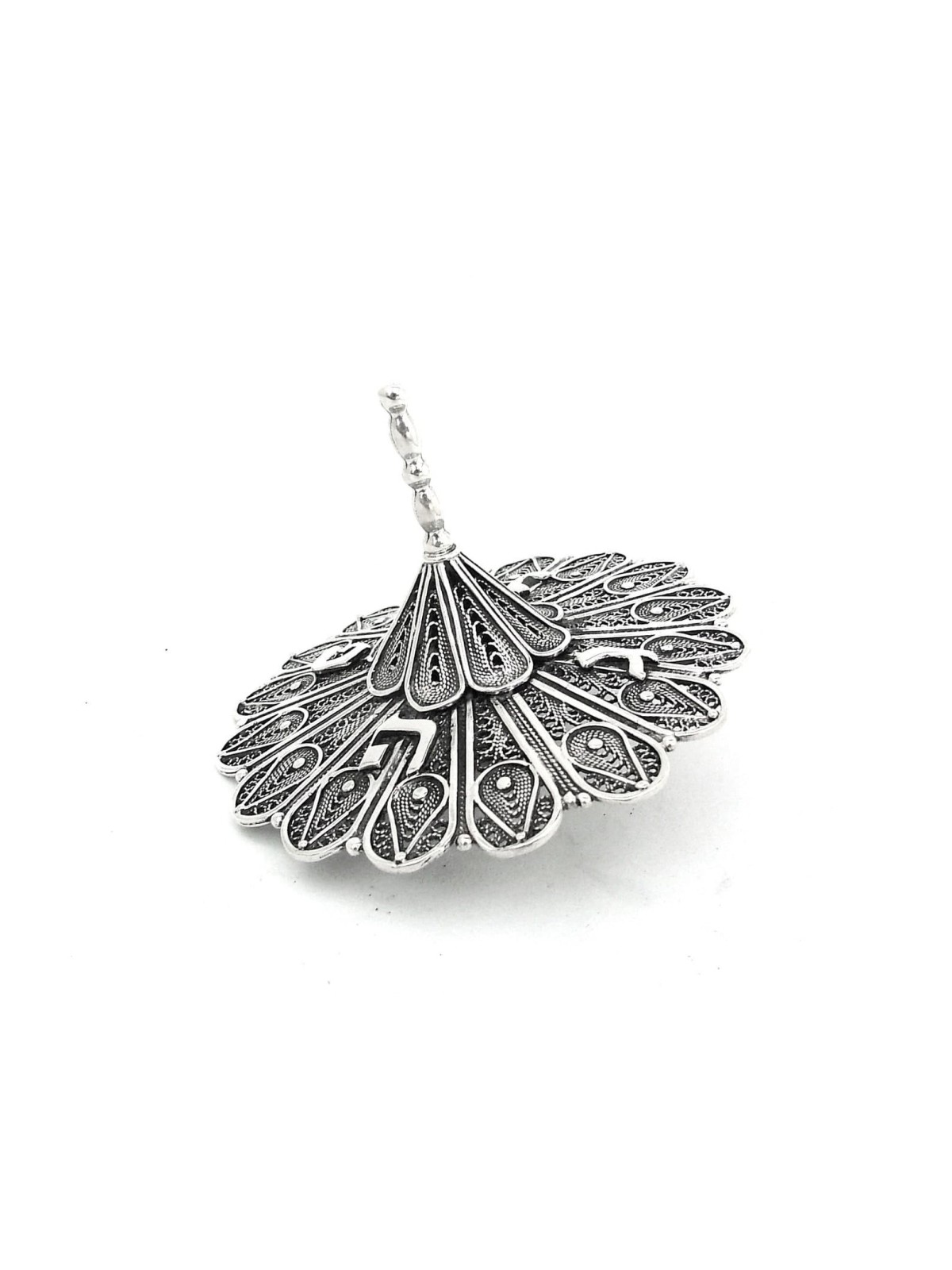 Extra Large Sterling Silver Filigree Dreidel Tradi , Dreidels , Israel
