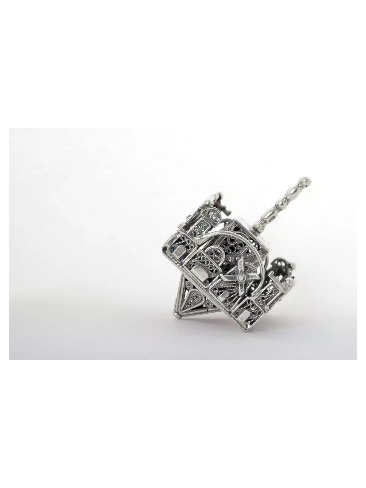 Dreidel de Jérusalem en argent sterling en forme carrée, Dreidels, israélien