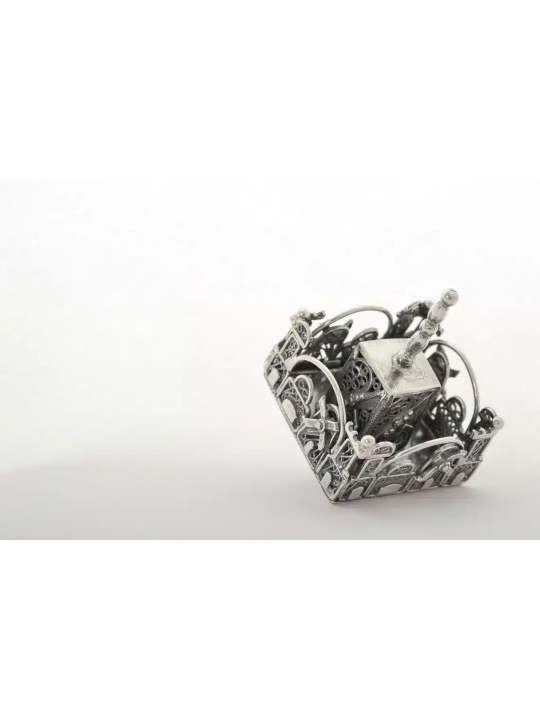 Dreidel de Jérusalem en argent sterling en forme carrée, Dreidels, israélien
