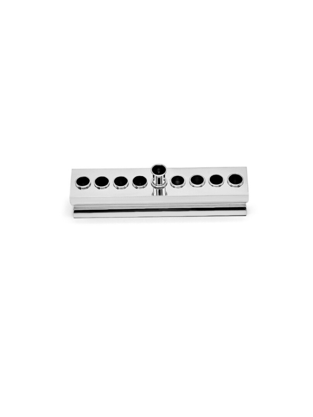 Menorah ronde et plate plaquée argent de créateur - Made i, Hanukkah moderne M