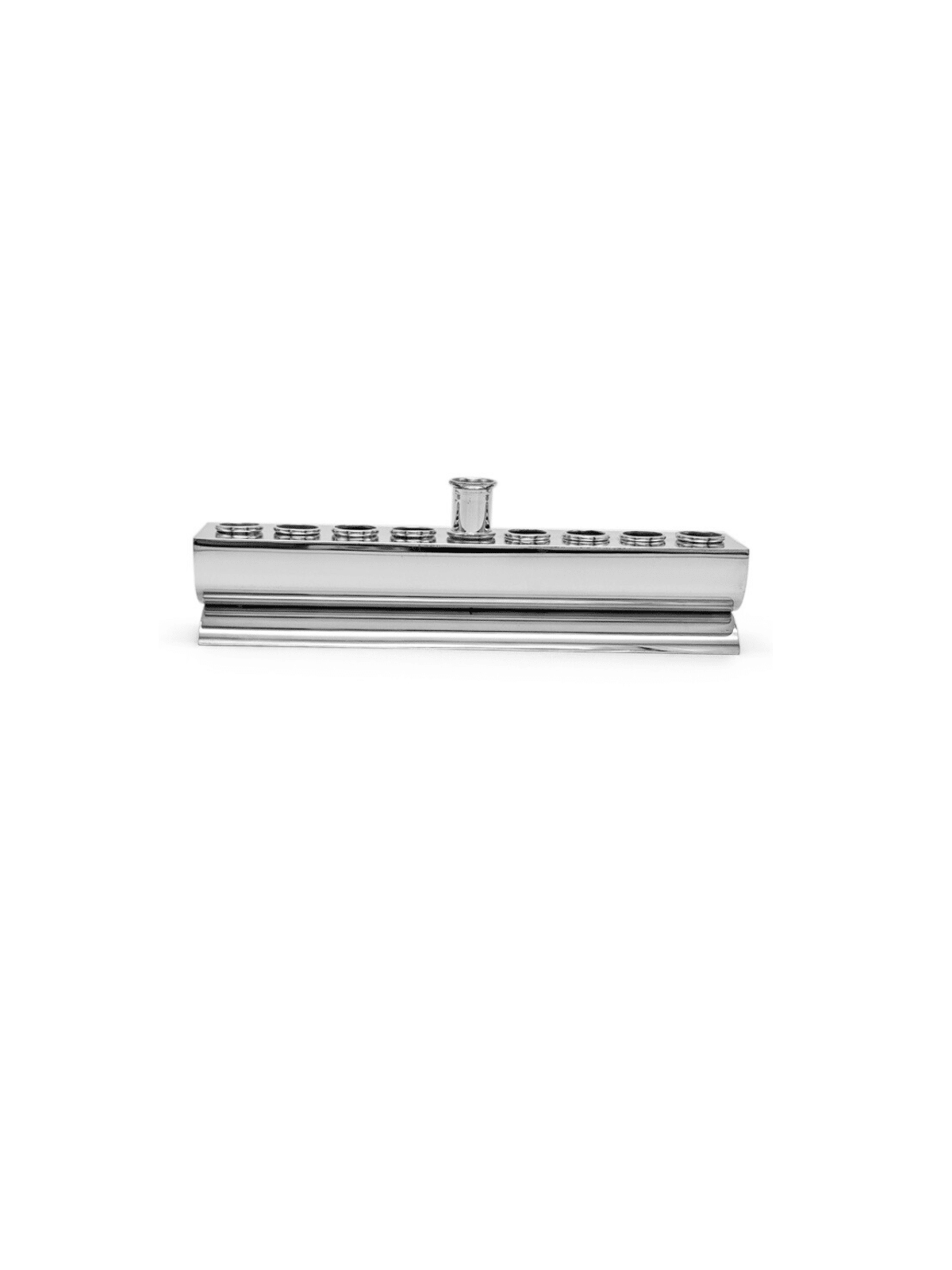 Menorah ronde et plate plaquée argent de créateur - Made i, Hanukkah moderne M