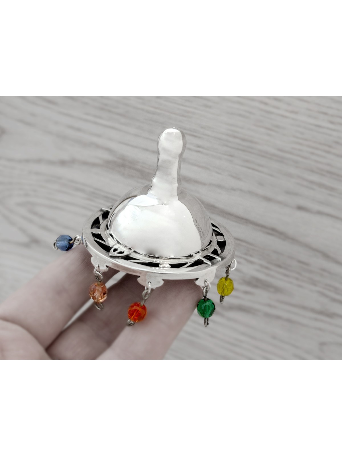 Sterling Silver Dreidel with Crystal Beads , Dreidels , Israeli Judaic