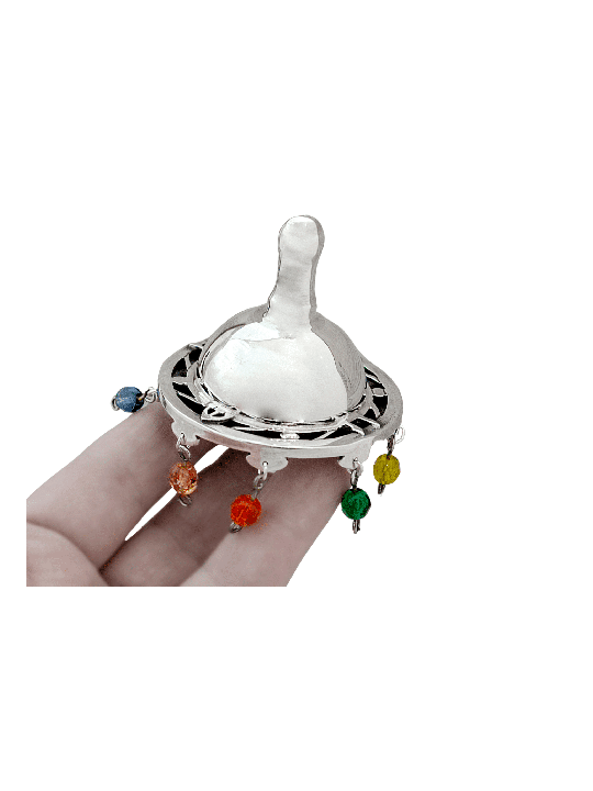 Sterling Silver Dreidel with Crystal Beads , Dreidels , Israeli Judaic