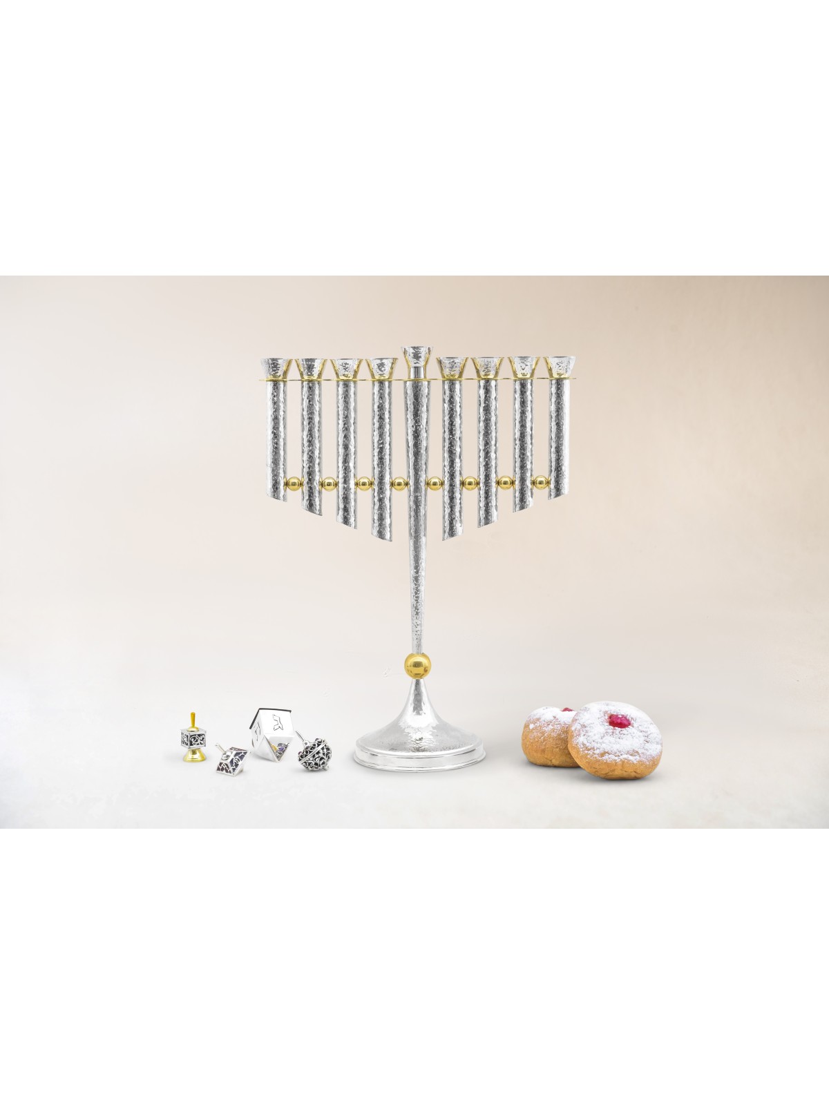 Dreidel géant élégant en argent pur avec lettre hébraïque, Dreidels, Israël