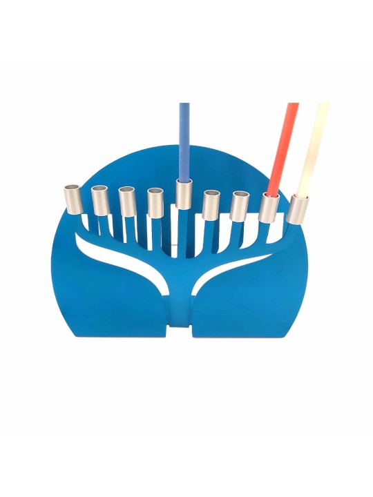 3D Unique Shaped Aluminum Menorah Matte Finish , Jewish Wedding Gifts