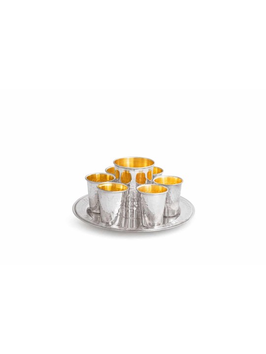 Grand plateau martelé en argent sterling, cadeaux Tu B'Av, Judaica israélien
