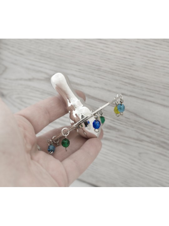 Hollow Dreidel with Multicolored Crystal Beads , Dreidels , Israeli Ju
